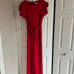 Calvin Klein Red Jumpsuit with Belt, Size 8